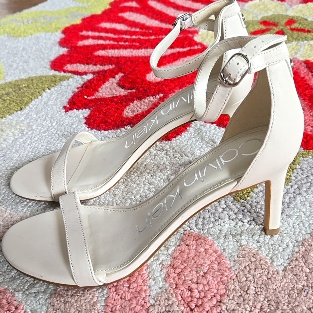 Calvin Klein Size Nine Off White Heeled Sandals - Picture 2 of 10